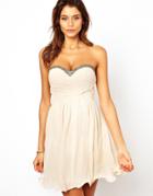 Little Mistress Bandeau Prom Dress With Embellished Trim