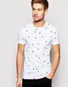 Asos Muscle T-shirt With Random Polka Dot - White