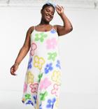Vila Curve Exclusive Maxi Cami Dress In Bold Floral Print-multi