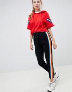 Bershka Rainbow Stripe Sweatpants - Black