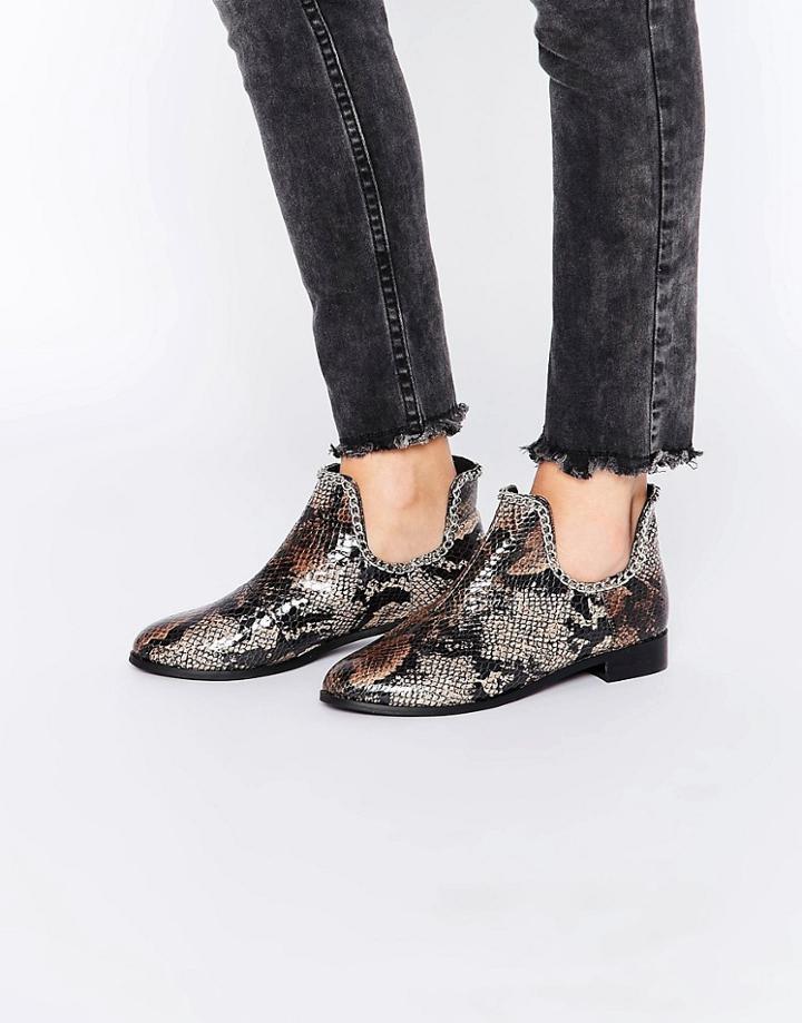 Asos Ajay Chain Ankle Boots - Brown Snake