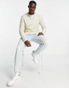 River Island Long Sleeve Cable Knit Sweater In Ecru-white