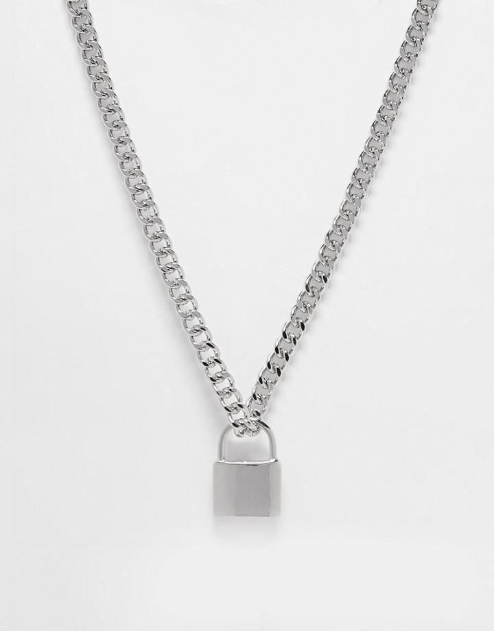 Topman Padlock Necklace In Silver
