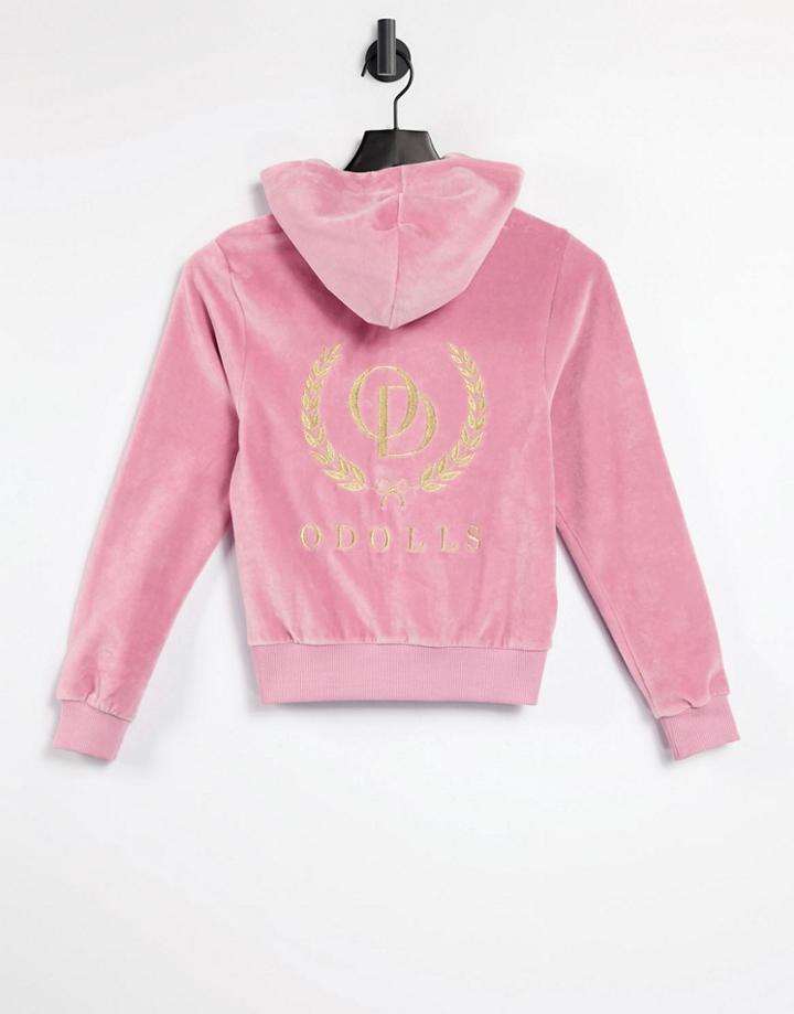 Odolls Collection Velour Motif Back Hoodie In Pink - Part Of A Set