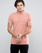 Brave Soul Plain Jersey Contract Placket Polo - Pink
