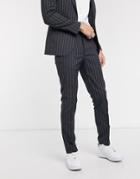 Asos Design Super Skinny Suit Pants In Navy Wide Pinstripe