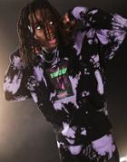 Asos Design Set Oversized Hoodie In Black And Purple Tie Dye With Text Print-multi