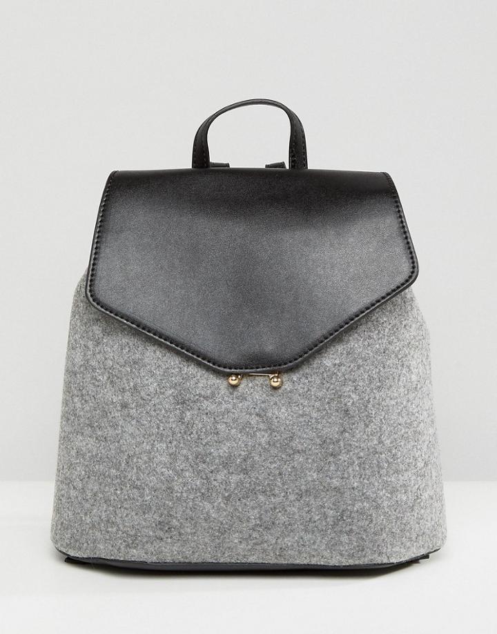 Mango Contrast Mini Backpack - Gray