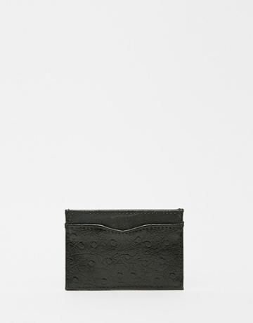 Asos Cardholder In Black Faux Leather With Ostrich Effect - Black