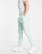Asos Design Tapered Smart Pants In Mint Green Linen