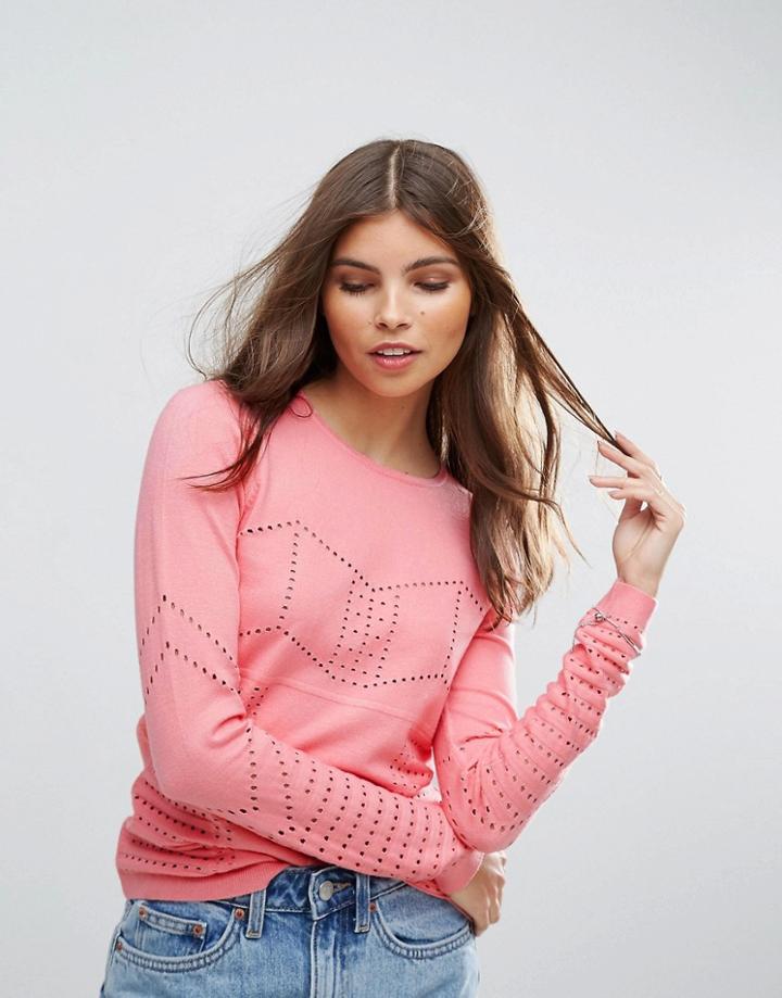Asos Sweater With Pointelle Stitch Detail - Pink