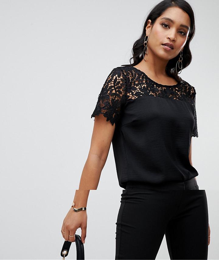 Vila Lace Detail Shell Top In Black