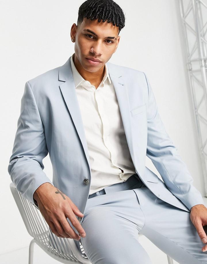 Asos Design Skinny Suit Jacket In Icy Blue-blues
