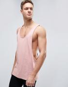 Asos Tank With Extreme Dropped Armhole And Racer Back In Pink - Pink