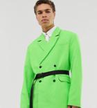 Collusion Oversized Belted Neon Green Blazer - Green