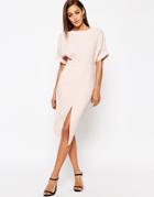 Asos Wiggle Dress With Split Front - Blush