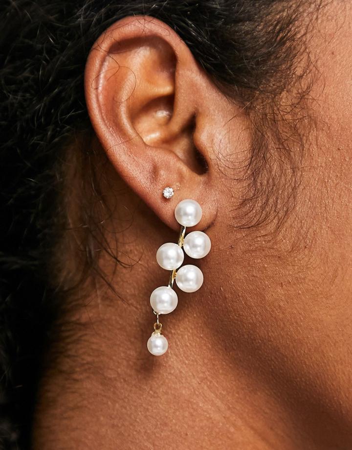Ashiana Pearl Drop Earrings With Gold Details