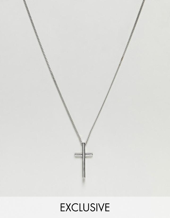 Reclaimed Vintage Inspired Necklace With Cross In Burnished Silver Exclusive At Asos - Silver