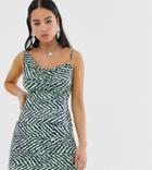 Reclaimed Vintage Inspired Cami Dress With Cowl Neck In Shiny Animal Print - Green