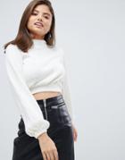 Fashion Union High Neck Knitted Long Sleeve Top - Cream
