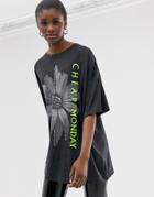 Cheap Monday Organic Cotton Roses Are Dread Boyfriend T-shirt-black