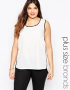 Junarose Plus Sissa Top With Contrast Piping - Snow White