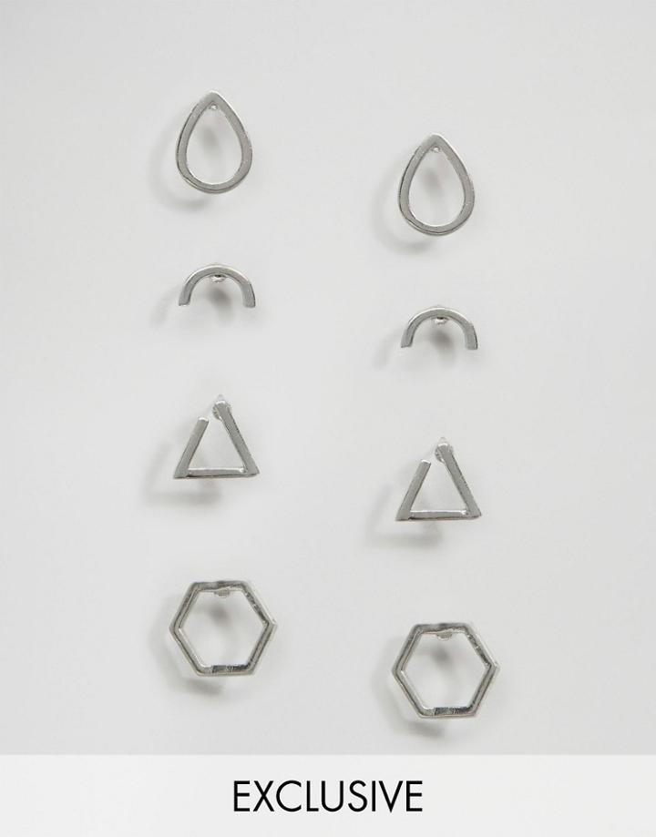 Monki Exclusive Shape Multipack Earring - Silver