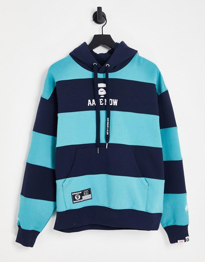 Aape By A Bathing Ape Oversize Stripe Hoodie In Blue-navy