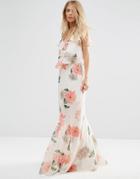 Asos Maxi Skirt In Floral Print With Godet Hem Co-ord - Multi