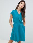 Louche Cross Front Skater Dress - Green