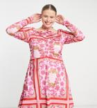 In The Style Plus X Liberty Halterneck Puff Sleeve Mini Skater Dress In Pink Scarf Print-multi