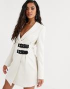4th + Reckless Buckle Detail Blazer Dress In Cream