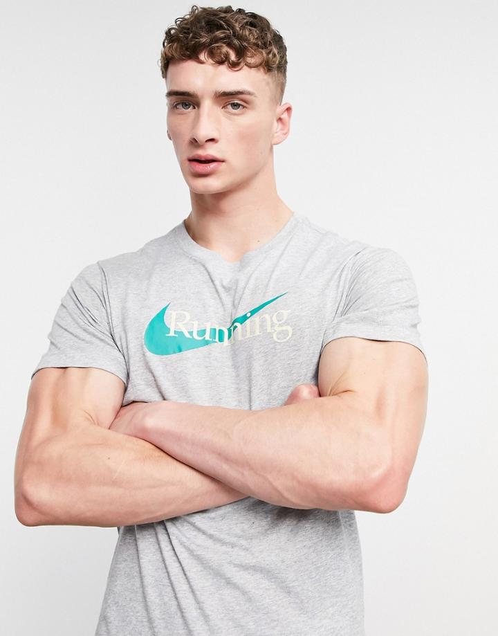 Nike Running Chest Logo T-shirt In Gray-grey