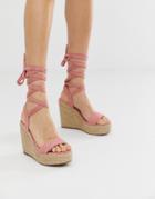 Glamorous Blush Espadrille Wedge Sandals-pink