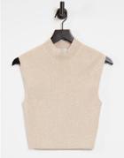 & Other Stories Cotton Knit Ribbed Top In Beige - Part Of A Set-neutral