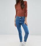 Asos Design Petite Ridley High Waist Skinny Jeans In Lily Wash - Blue