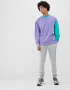 Collusion Washed Color Block Sweatshirt In Lilac - Purple