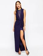 Asos Twist Plunge Maxi Dress - Navy