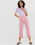 Vero Moda Wide Leg Cropped Jeans In Pink - Purple