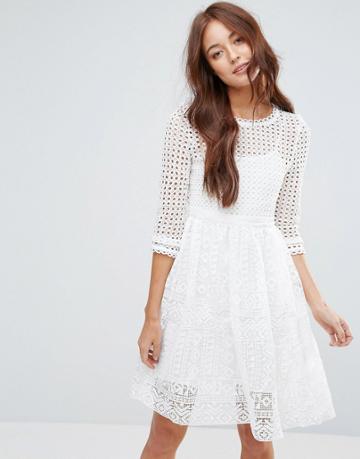 Zibi London Patterned Lace Dress - White