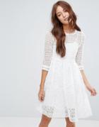 Zibi London Patterned Lace Dress - White