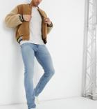 Asos Design Skinny Jeans In Dusty Mid Blue Wash-blues