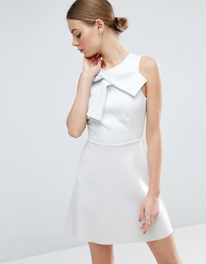 Asos Bow Front A-line Scuba Mini Dress - Green