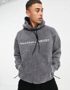 Marshall Artist Reflective Logo Oversize Hoodie In Acid Wash Gray-grey