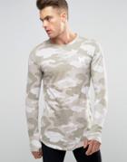 Good For Nothing Long Sleeve Tee In Camo - Stone