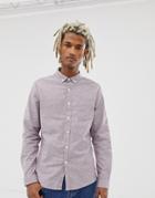 Asos Design Casual Stretch Slim Oxford Shirt In Burgundy-red