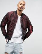 Alpha Industries Ma1 Oridium Bomber Jacket Slim Fit In Burgundy - Red