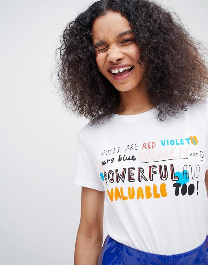 Monki Slogan T-shirt - White