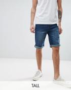 Replika Tall Straight Fit Denim Shorts - Blue