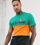 Ellesse Larancia Color Block T-shirt In Green Exclusive At Asos